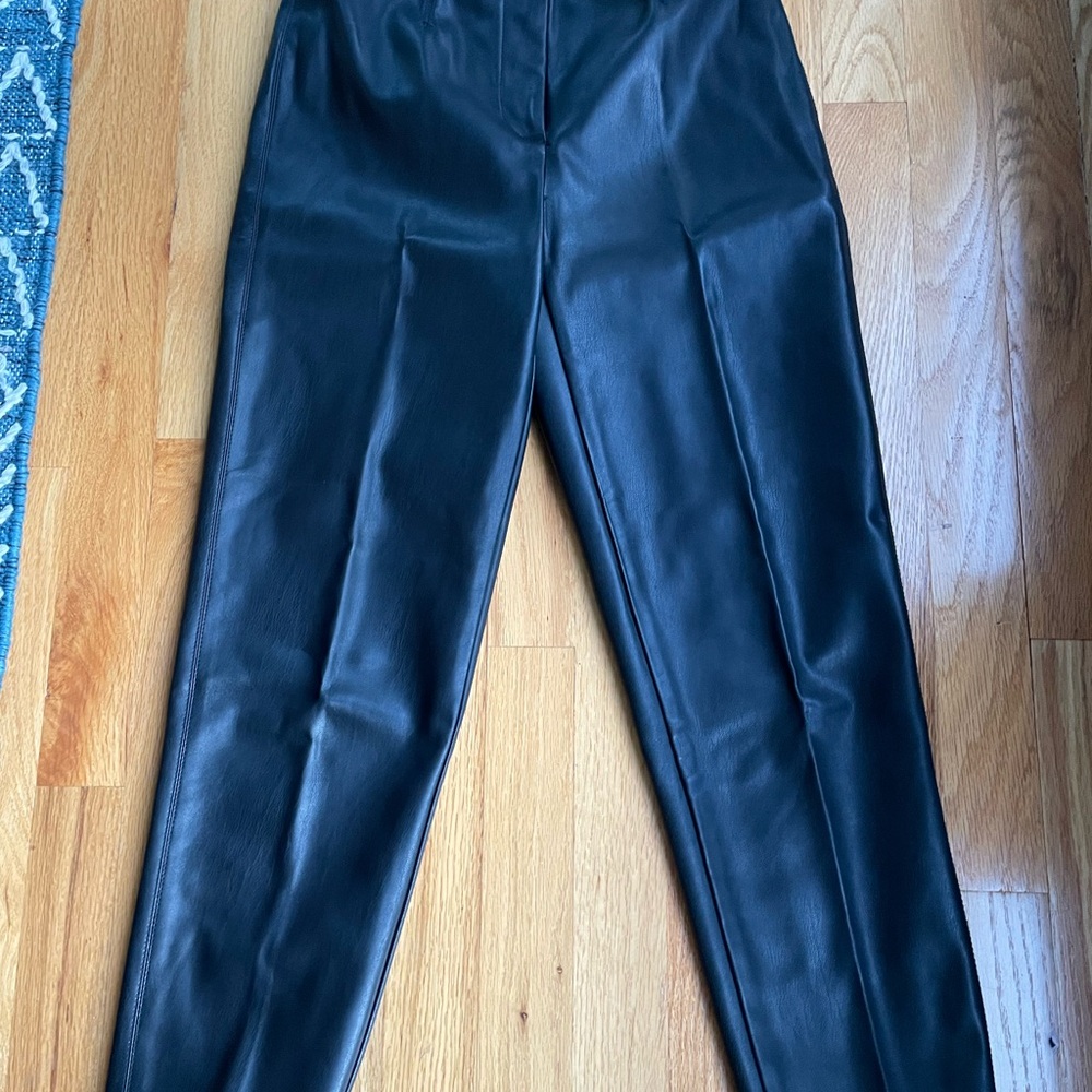Ann Taylor Faux leather Black Straight Leg Pants